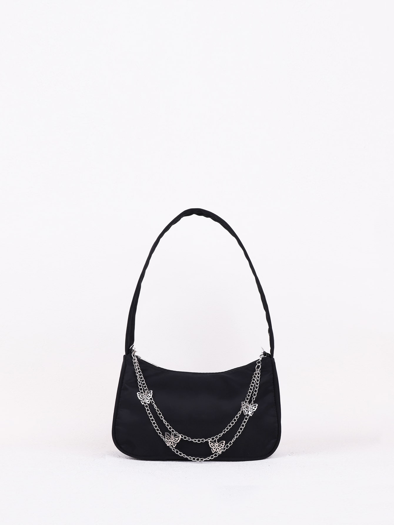 Модная однотонная сумка на плечо в стиле цепочки, черный сумка moveli baguette new черный янтарь 1 шт