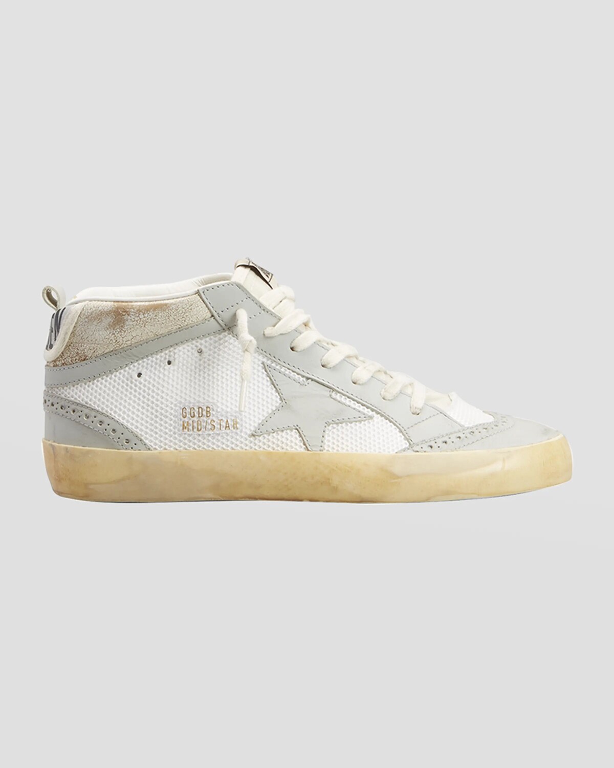 

Кроссовки Mid Star из комбинированной кожи в сетку Golden Goose, цвет Whitebeigelight Grey