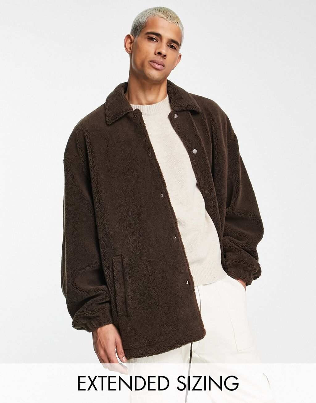 

Коричневая спортивная куртка борга в стиле oversized ASOS DESIGN, Коричневый