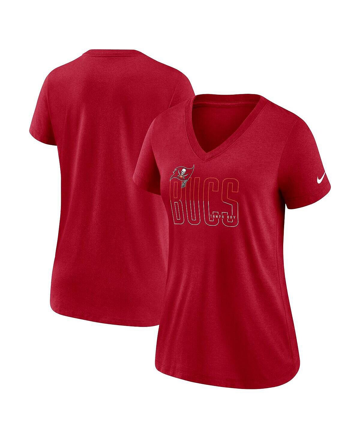 

Женская красная футболка с треугольным вырезом Tampa Bay Buccaneers Lock Up Tri-Blend Nike, Красный