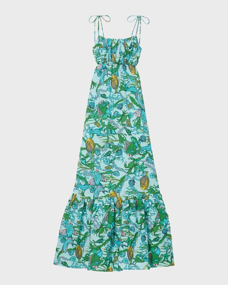 

Платье макси с оборками и принтом Under the sea kate spade new york