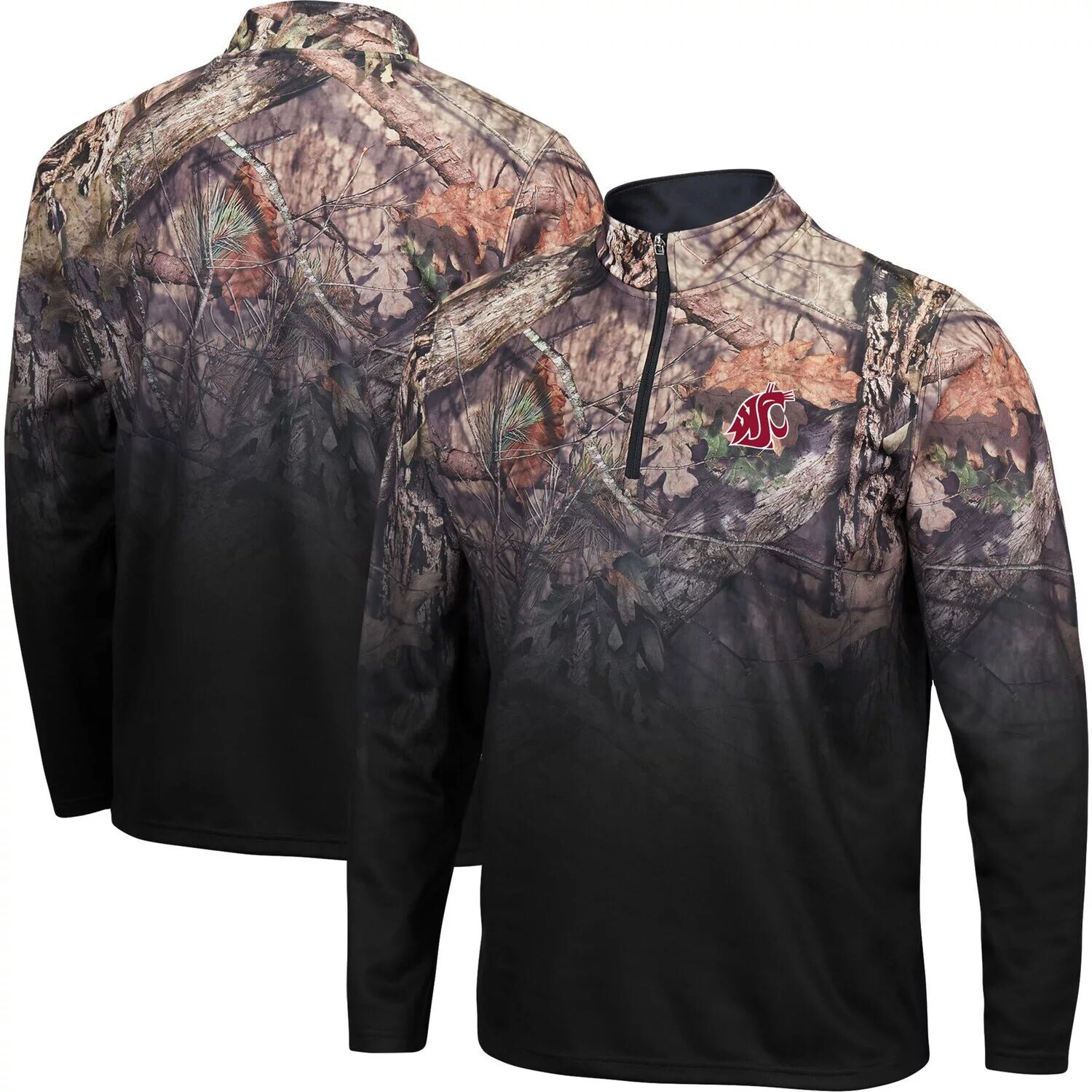

Мужская черная куртка Washington State Cougars Mossy Oak Fleet II с молнией на четверть Colosseum, Черный