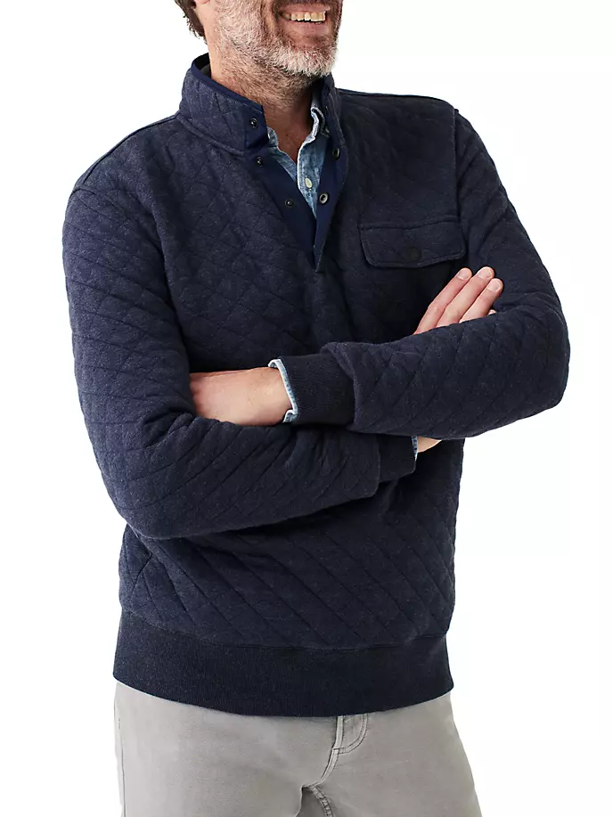 

Стеганый флисовый пуловер Epic Faherty Brand, синий