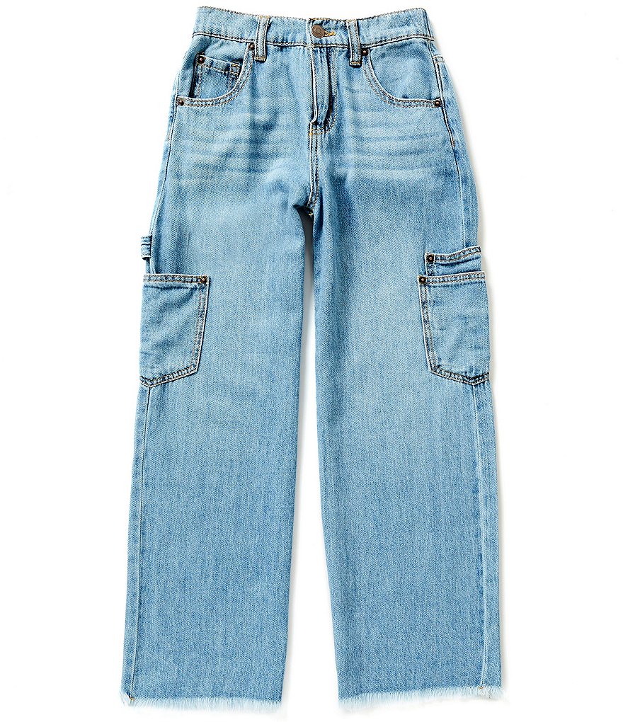 Потертые джинсы-карго для больших девочек 7–16 лет GB GB, синий