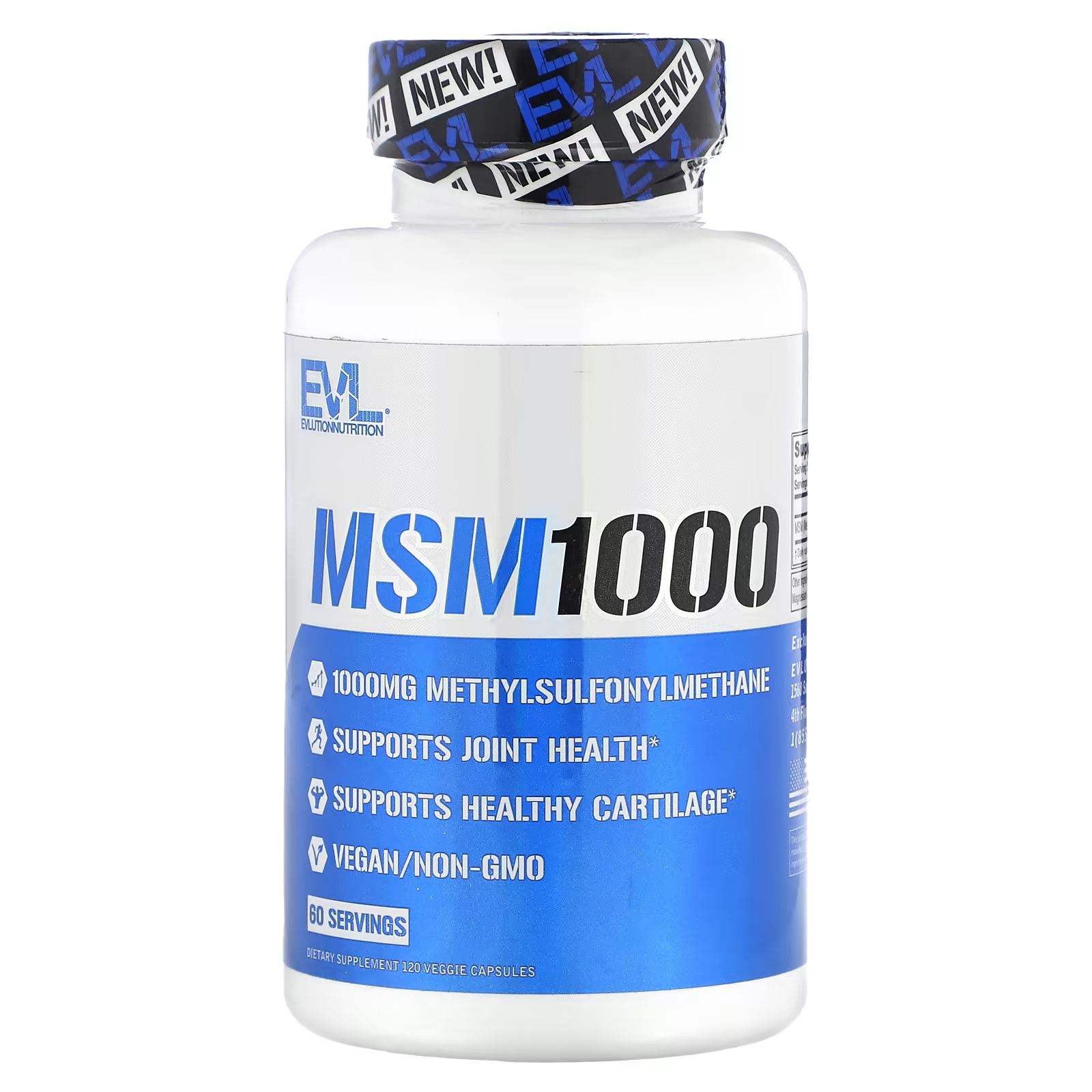 EVLution Nutrition MSM 1000 120 растительных капсул evlution nutrition глутамин1000 500 мг 120 растительных капсул
