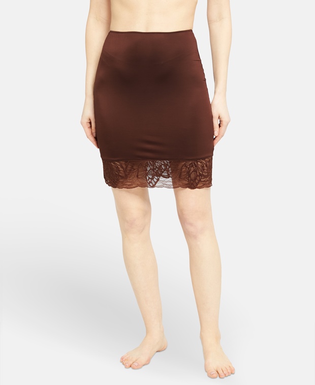 Атласная юбка Hanro, темно коричневый HANRO