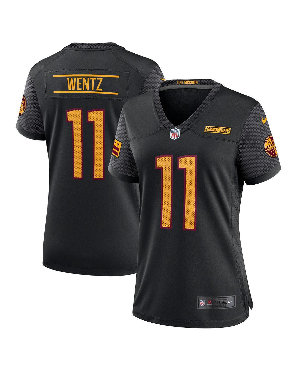 Женская черная футболка Carson Wentz Washington Commanders Alternate Game Player Nike, черный