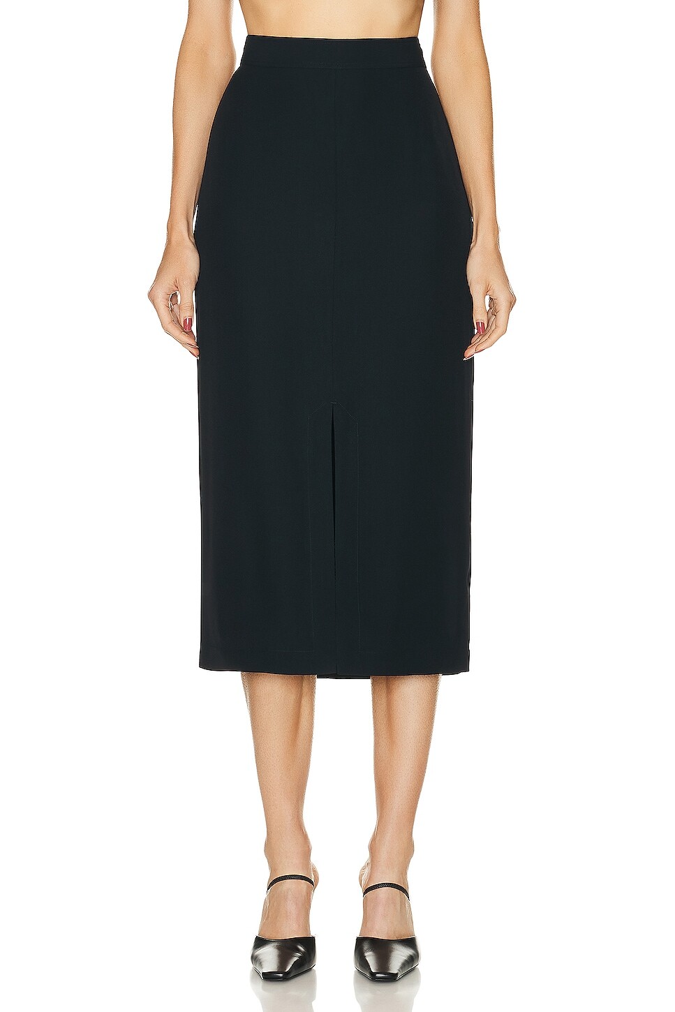 

Юбка миди Toteme Front Split Satin, темно-синий