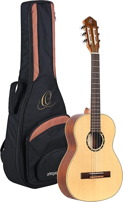 

Акустическая гитара Ortega Guitars 6 String Family Series 3/4 Size Nylon Classical Guitar w/Bag, Right, Spruce Top-Natural-Satin,
