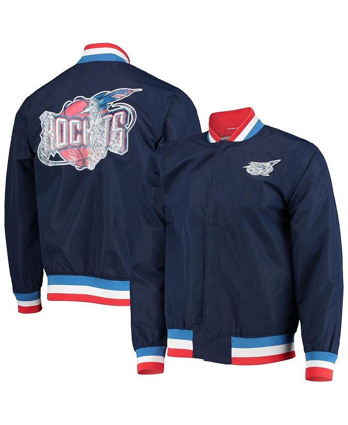 

Мужская куртка на кнопках Houston Rockets темно-синего цвета из твердой древесины Classics 75th Anniversary Authentic Warmup Jacket Mitchell & Ness, синий
