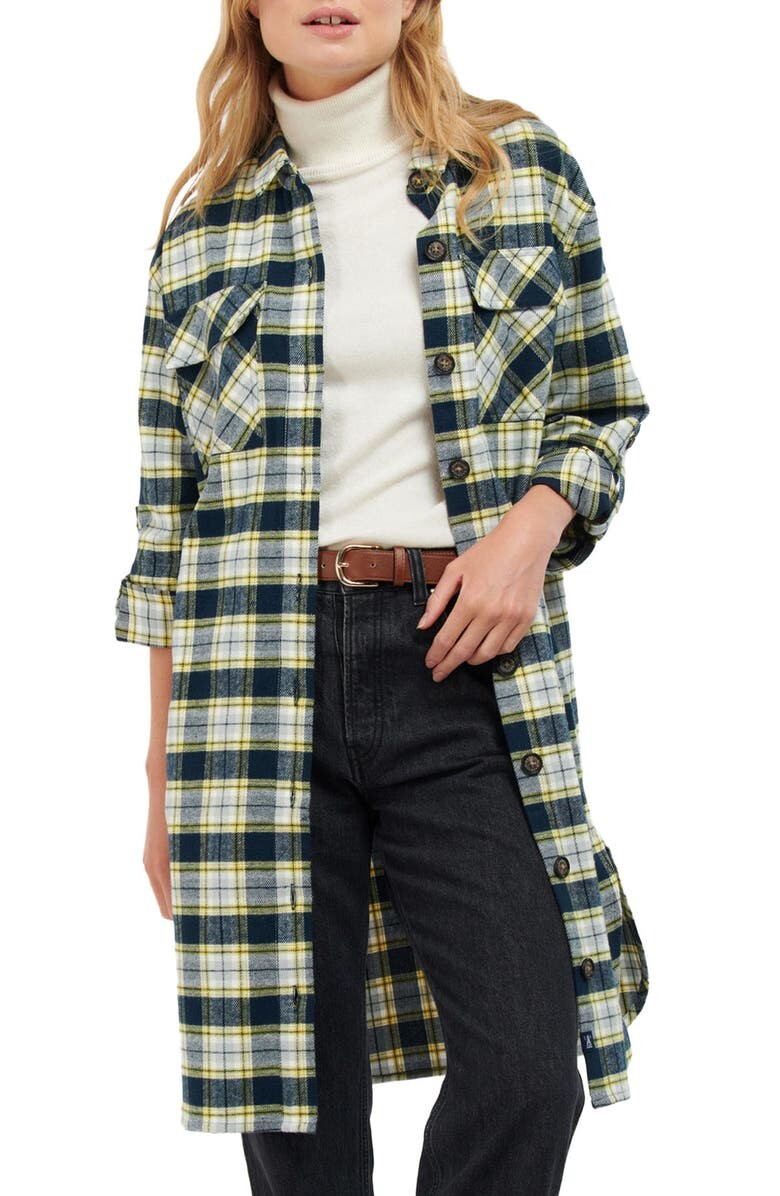 

Платье-рубашка Lunan из хлопковой фланели с длинными рукавами в клетку BARBOUR