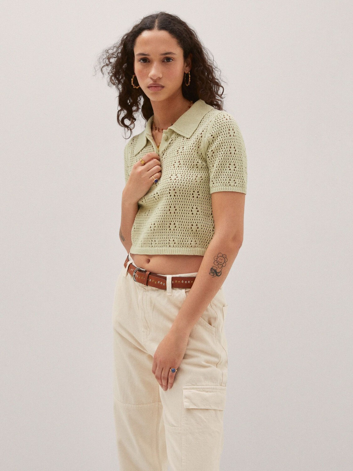 

Вязаный свитер с воротником-поло Mango Mercadon, зеленый