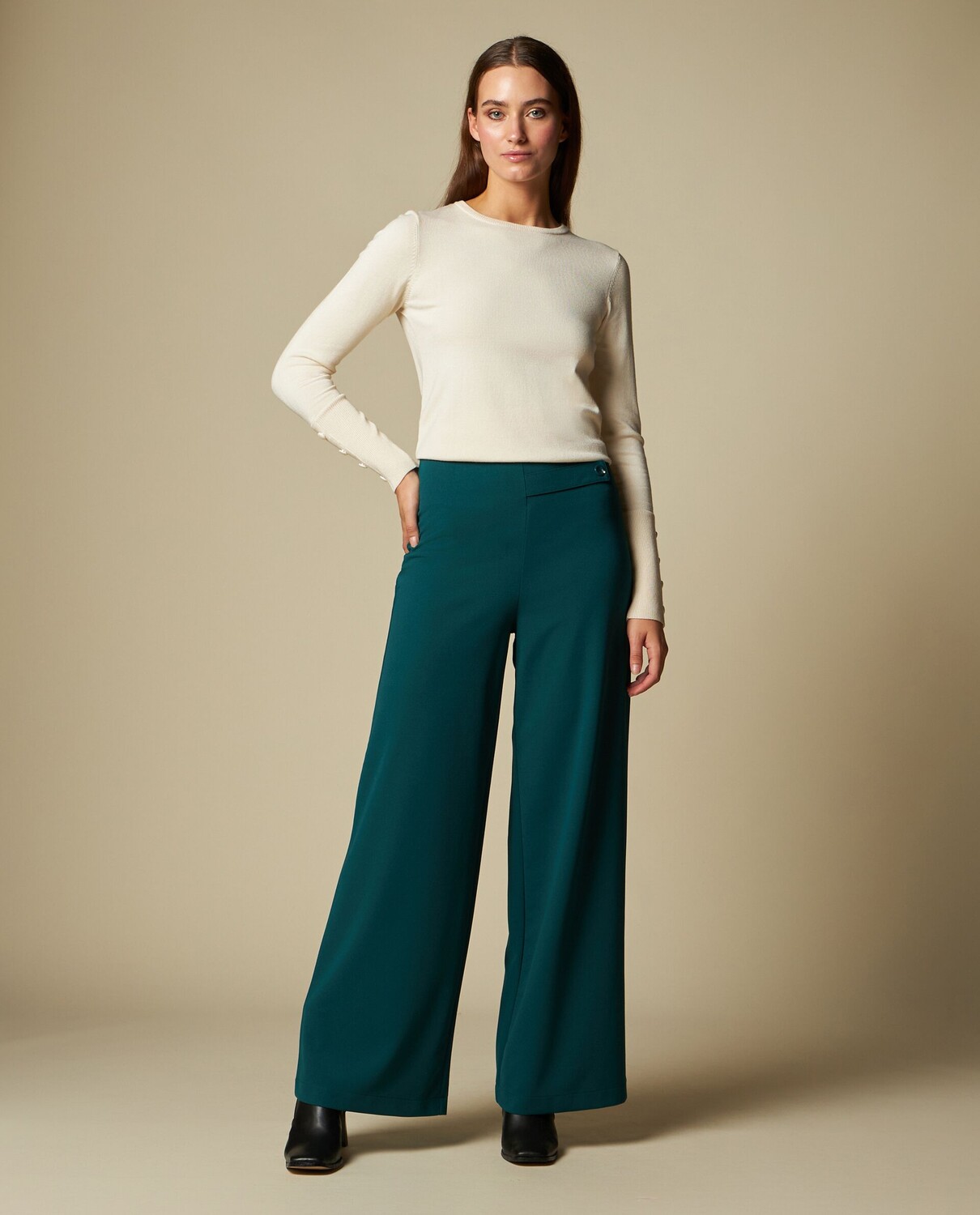 

Женские однотонные брюки палаццо NICE&CHIC, темно-красный