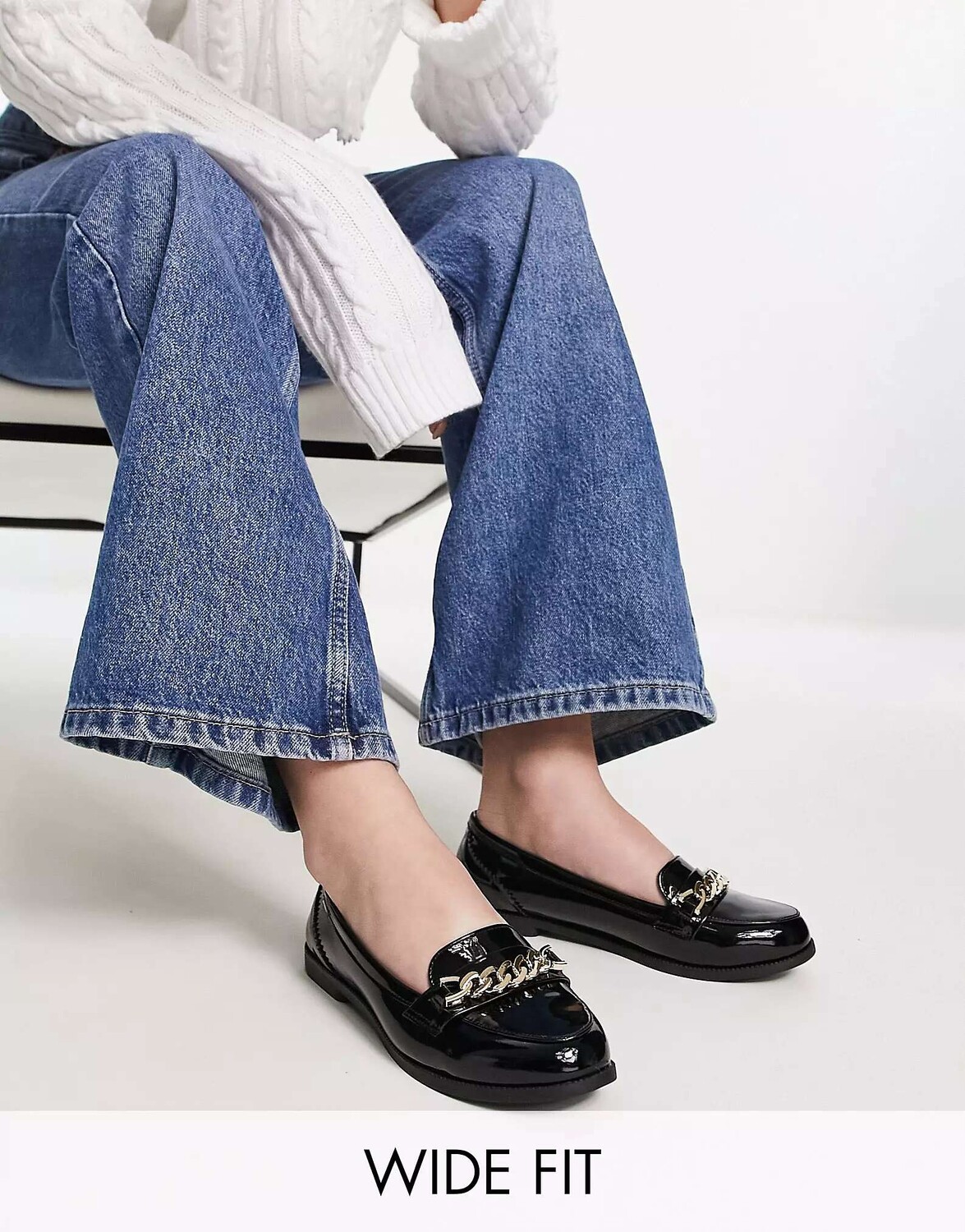 

Черные лакированные лоферы New Look Wide Fit, Черный