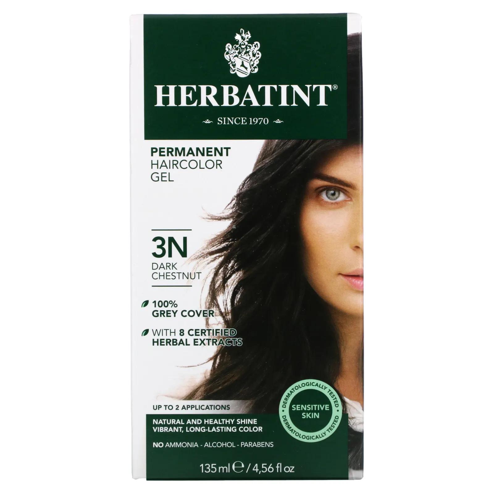 Herbatint Перманентная краска для волос 3N темный каштан 4,56 жидкой унции (135 мл) herbatint перманентная краска гель для волос 4r медный каштан 4 56 жидкой унции 135 мл