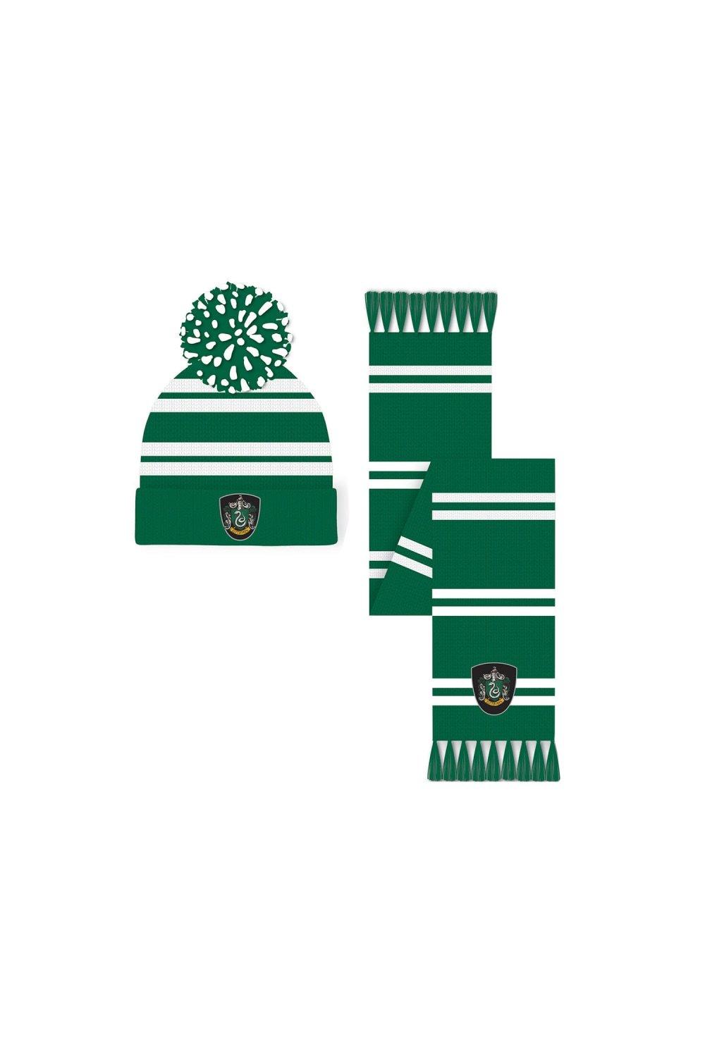 слизеринский комплект из шапки и шарфа harry potter зеленый Слизеринский комплект из шапки и шарфа Harry Potter, зеленый