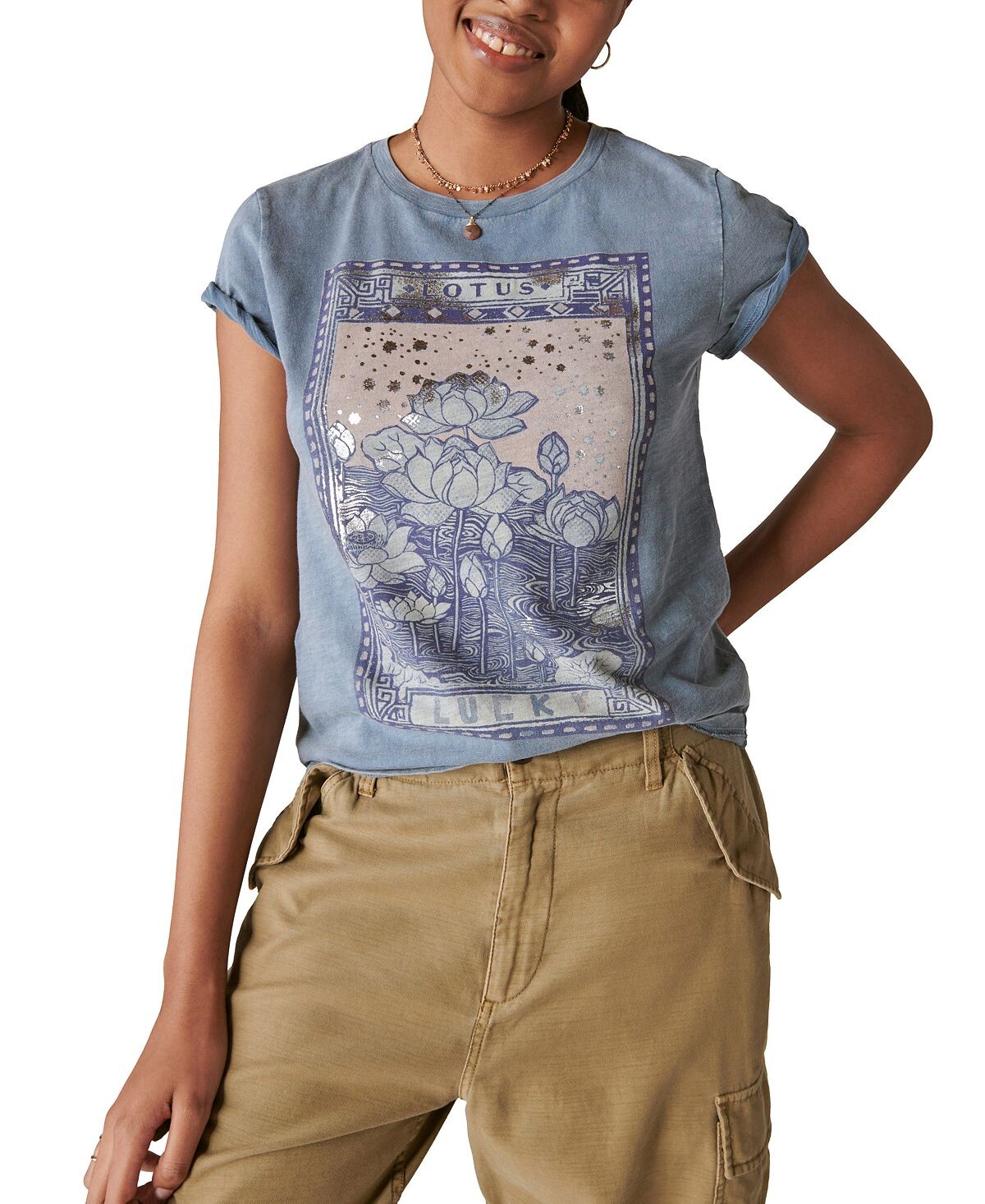 

Женская футболка Lotus Lucky Classic с рисунком Lucky Brand