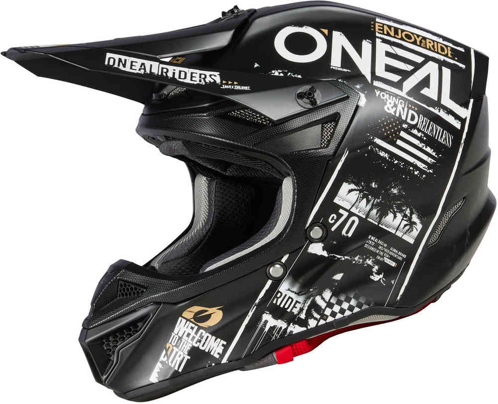 5series полиакрилитовый шлем warhawk peak oneal Шлем для мотокросса 5Series из полиакрилита Attack Oneal, черный матовый/белый