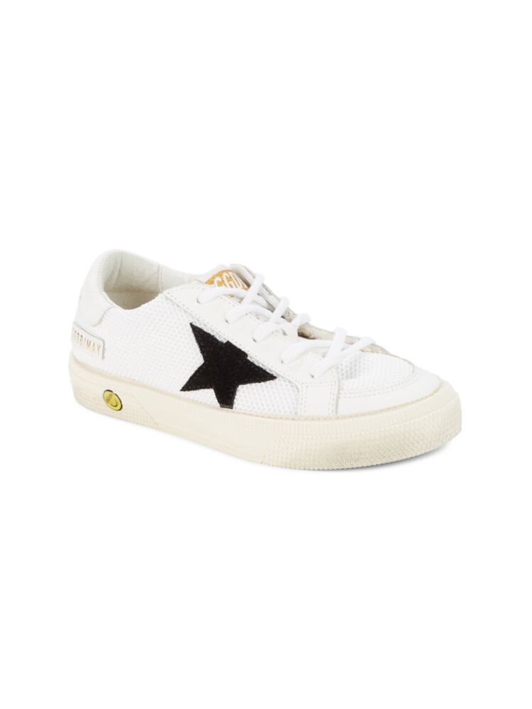 

Детские фактурные кроссовки с кожаной отделкой Golden Goose, цвет White Black
