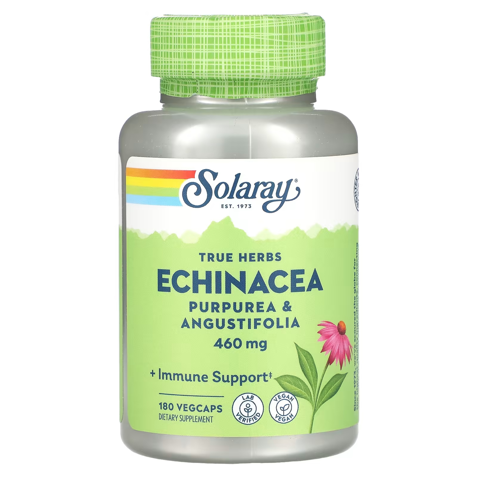 эхинацея пурпурная грин джювэл Эхинацея Solaray True Herbs, 460 мг, 180 растительных капсул