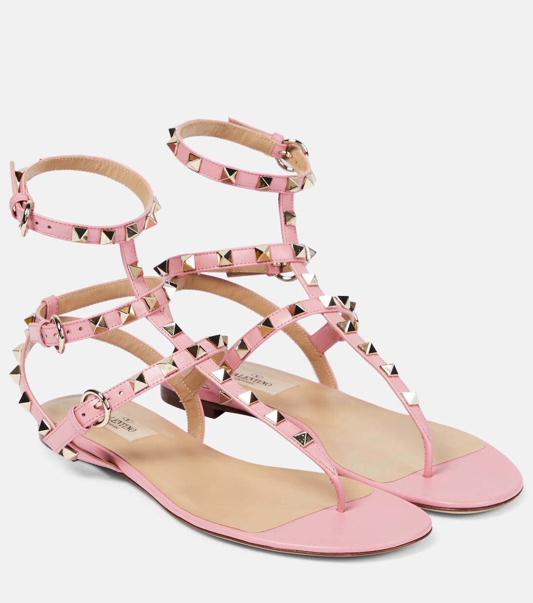 

Кожаные сандалии Rockstud на ремешках Valentino Garavani, розовый