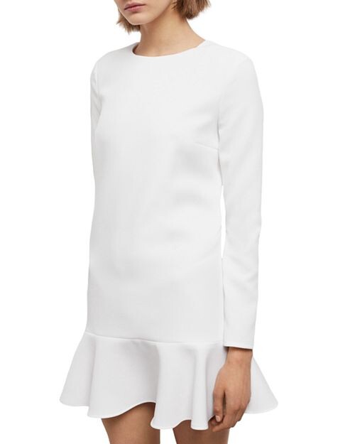 

Платье с длинными рукавами и оборками по подолу The Kooples, цвет White