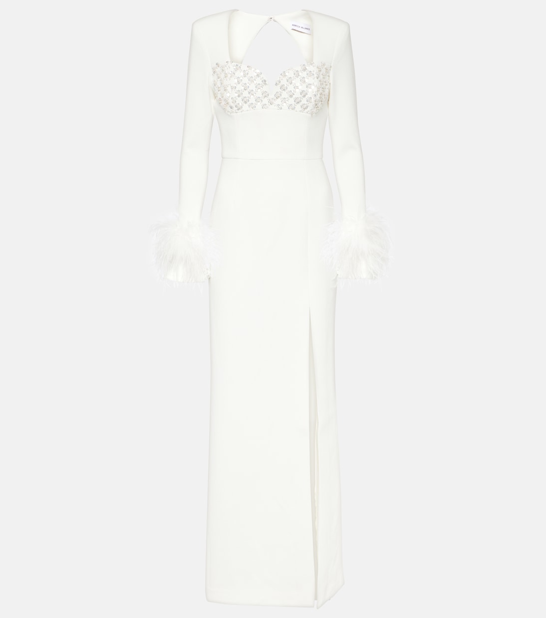 Свадебное платье blanche с отделкой перьями Rebecca Vallance, белый
