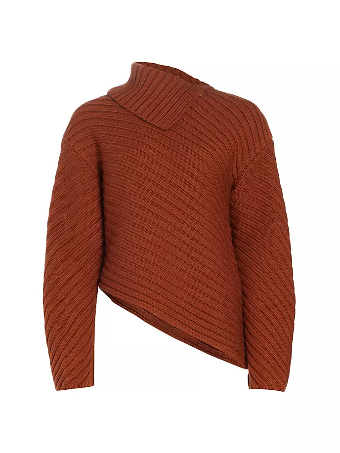 Асимметричный свитер с гравировкой Staud, цвет cinnamon