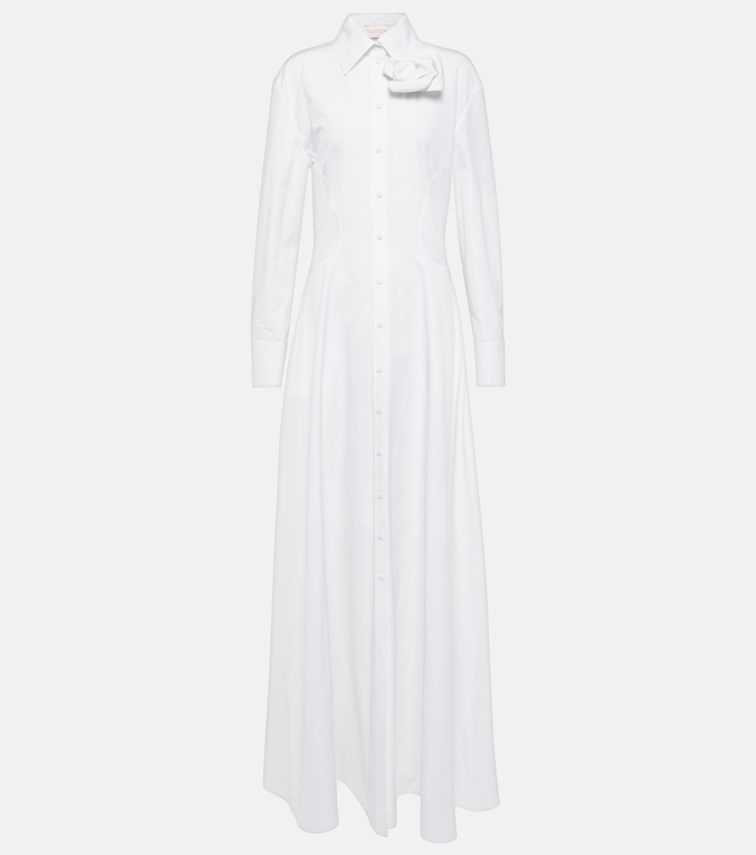 Платье из хлопкового поплина с аппликацией VALENTINO, белый