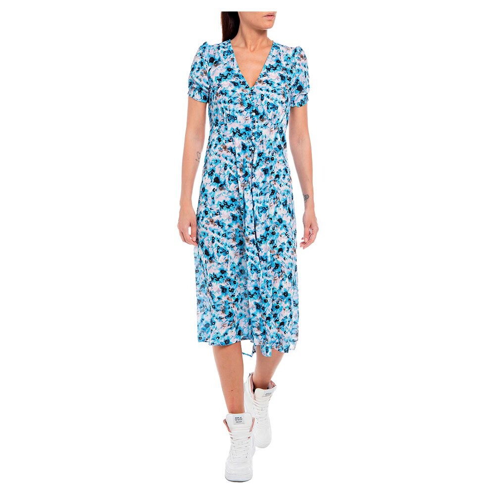 

Платье миди Replay W9609.000.73976 Short Sleeve, синий