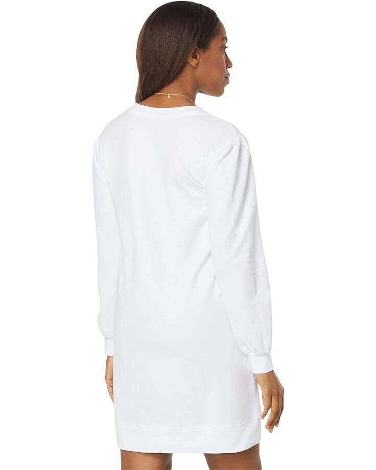 

Платье Mod-o-doc Lightweight French Terry Puff Sleeve Sweatshirt Dress, белый