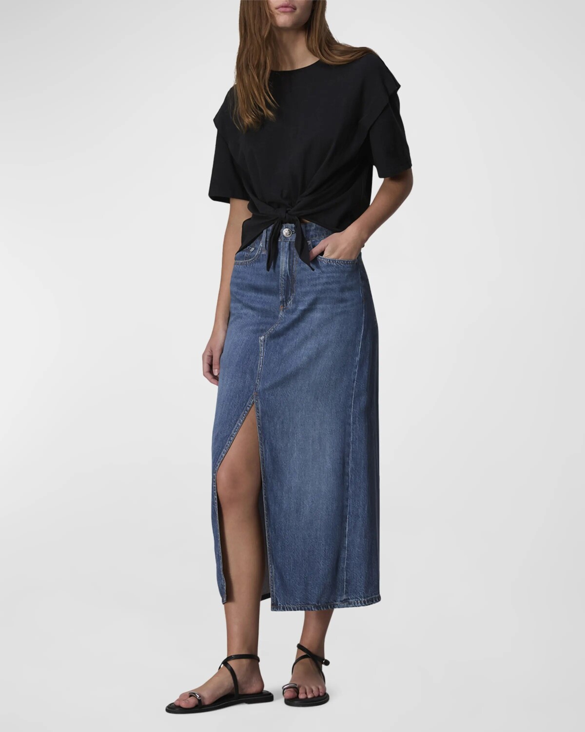 

Юбка миди Liquid Miramar Clara Rag & Bone, цвет Cameron