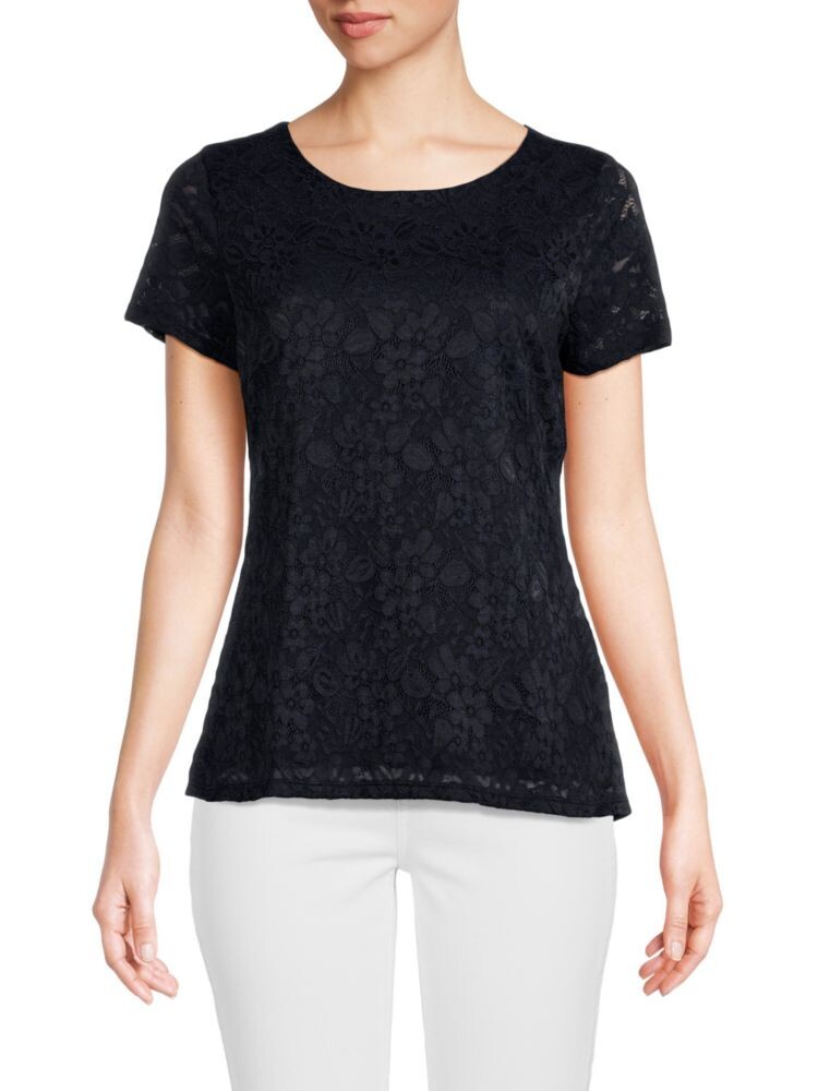 

Кружевной топ с короткими рукавами Tommy Hilfiger, цвет Midnight