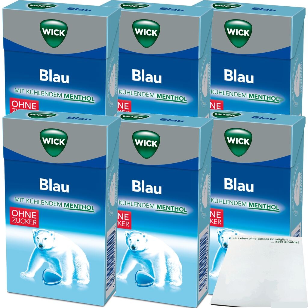 

Конфеты для горла Wick Blue Menthol без сахара, упаковка 6 шт. (упаковка 6x46 г) + блок уси USY