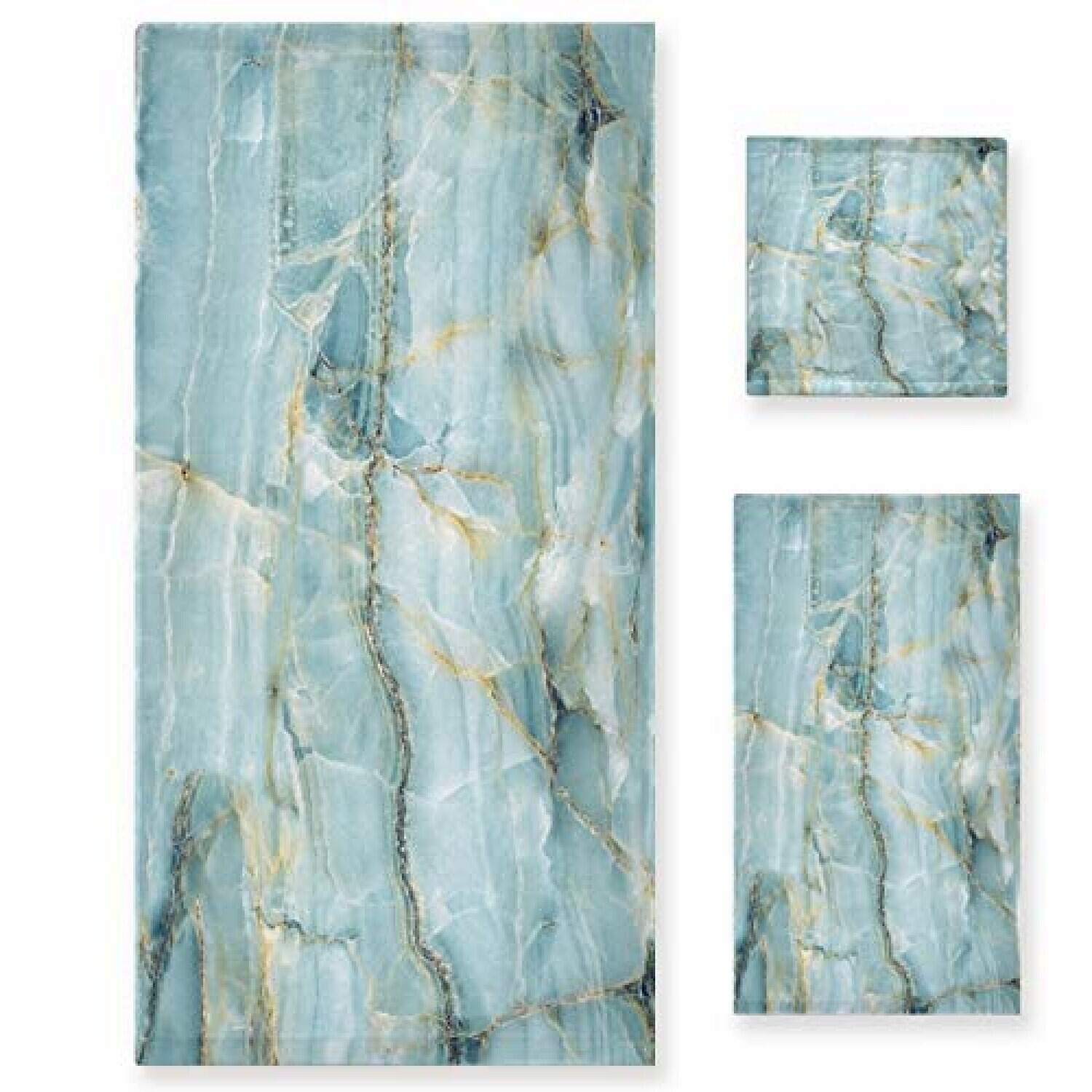 

Набор полотенец из 3 предметов Teal Blue Marble — мягкие и впитывающие для дома, кухни, гостиницы, тренажерного зала, плавания, спа CRAFTGENIX