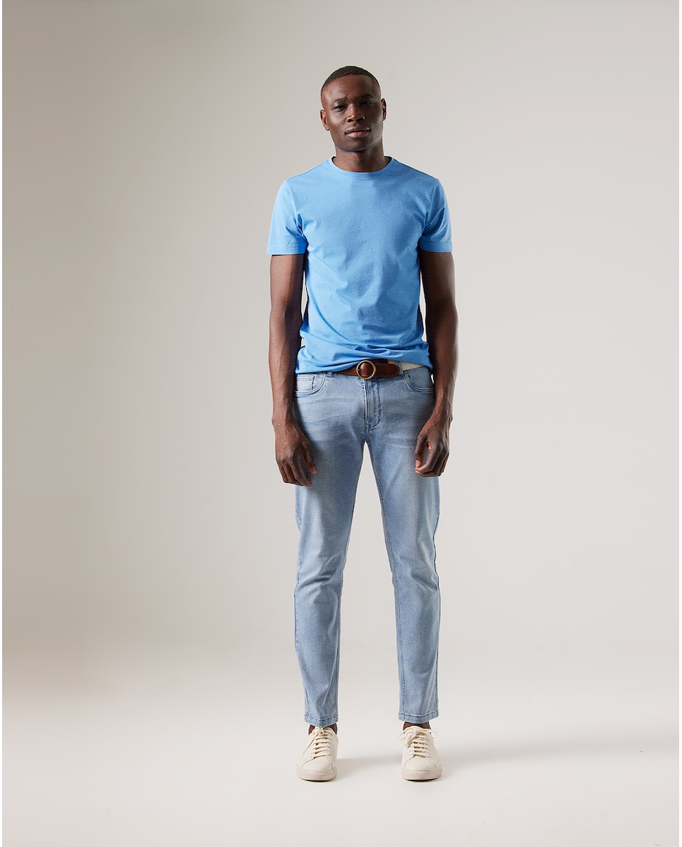 цена Мужские узкие джинсы с отбеливателем PuroEgo, светло-синий
