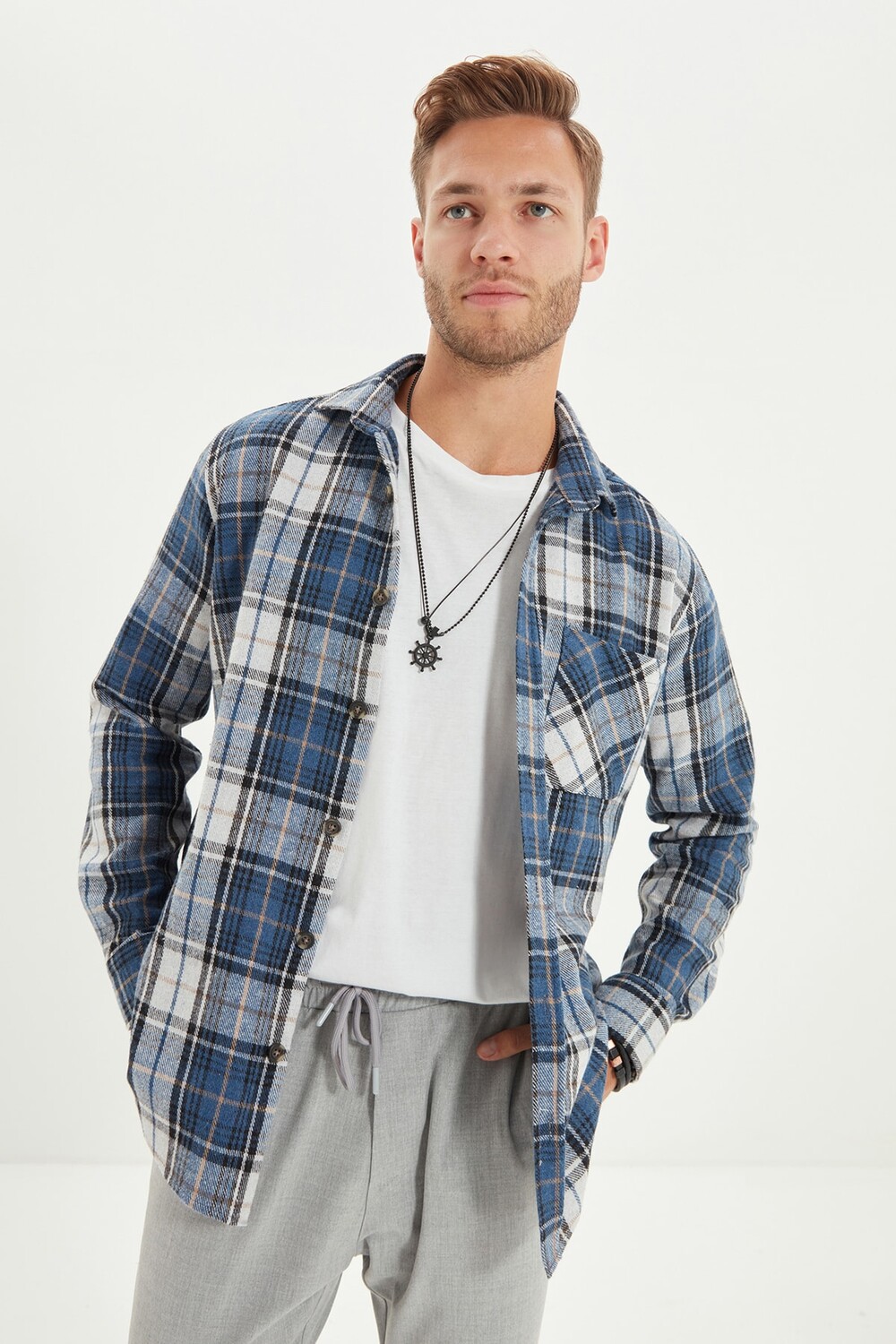

Рубашка Trendyol Lumberjack приталенная, синий