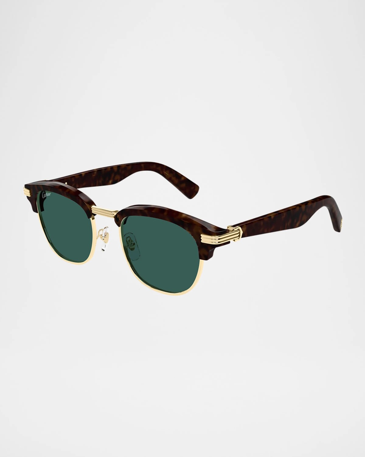 

Мужские круглые двухцветные солнцезащитные очки Cartier, цвет Dark Tortoiseshell Smooth Golden