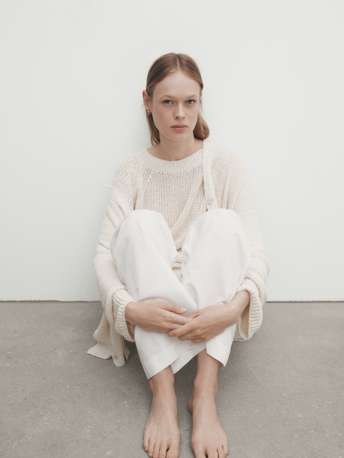 

Кардиган пурлового трикотажа со шланцами Massimo Dutti, кремовый, Бежевый