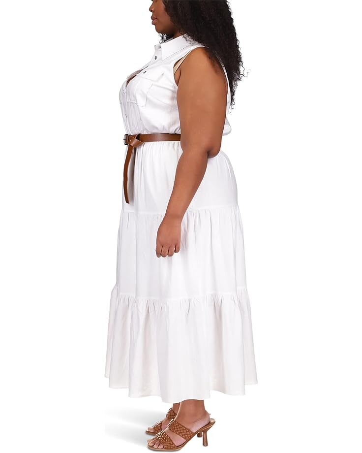 

Платье Michael Kors Plus Size Linen Slub Tiered Dress, белый