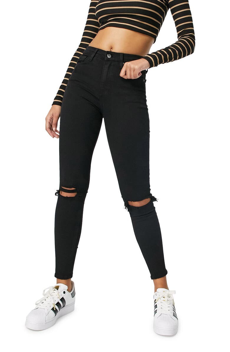 

Рваные джинсы скинни до щиколотки Jamie TOPSHOP, черный