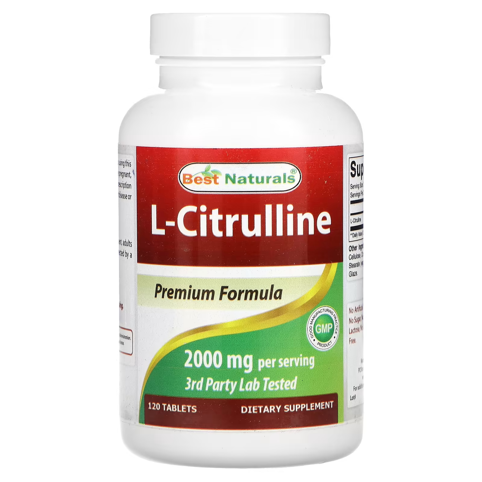 L-цитруллин 2000 мг Best Naturals, 120 таблеток best naturals l карнитин 1000 мг 120 таблеток