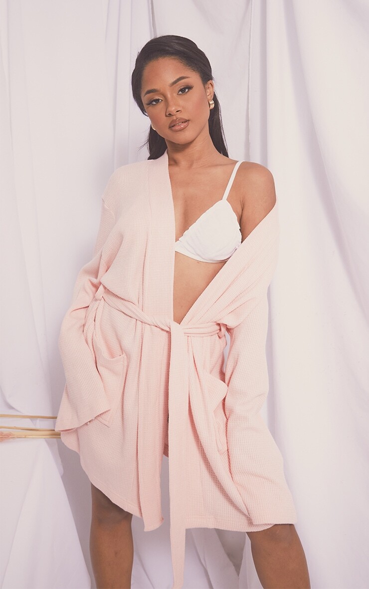 

PrettyLittleThing Розовый мягкий вафельный халат