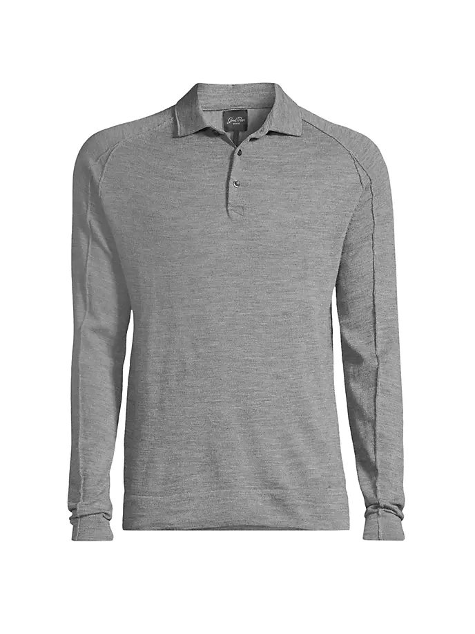 Шерстяной свитер-поло узкого кроя MVP Good Man Brand, серый