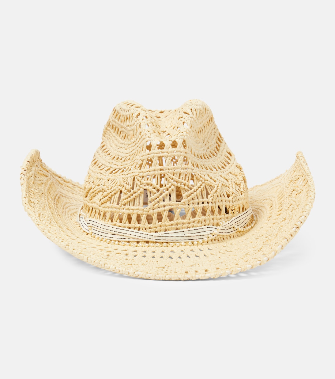 Соломенная ковбойская шляпа austin с декором Maison Michel, бежевый