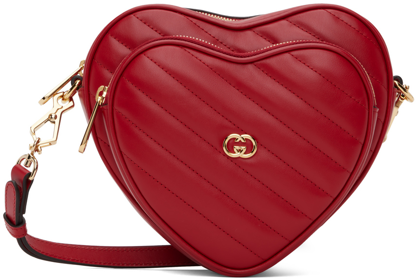 Красная мини-сумка с блокировкой G Heart Hibiscus Gucci