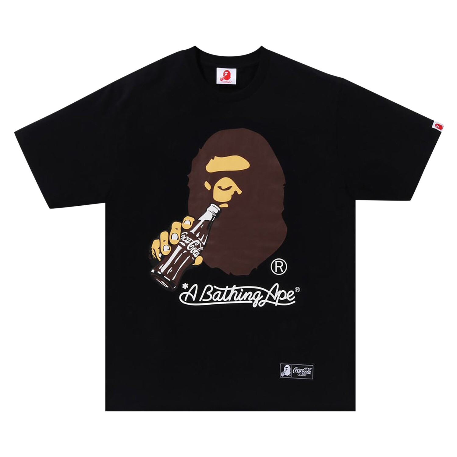 Футболка BAPE x Coca-Cola Ape Head, черная футболка bape x coca cola ape head красная