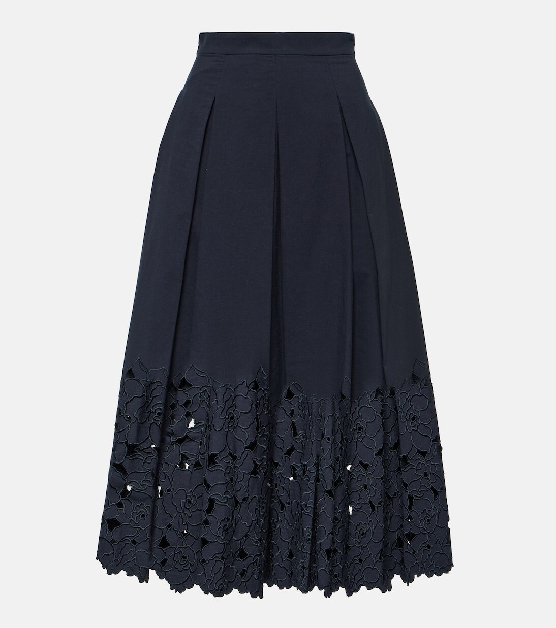 

Юбка миди broderie anglaise из смесового хлопка Erdem, синий