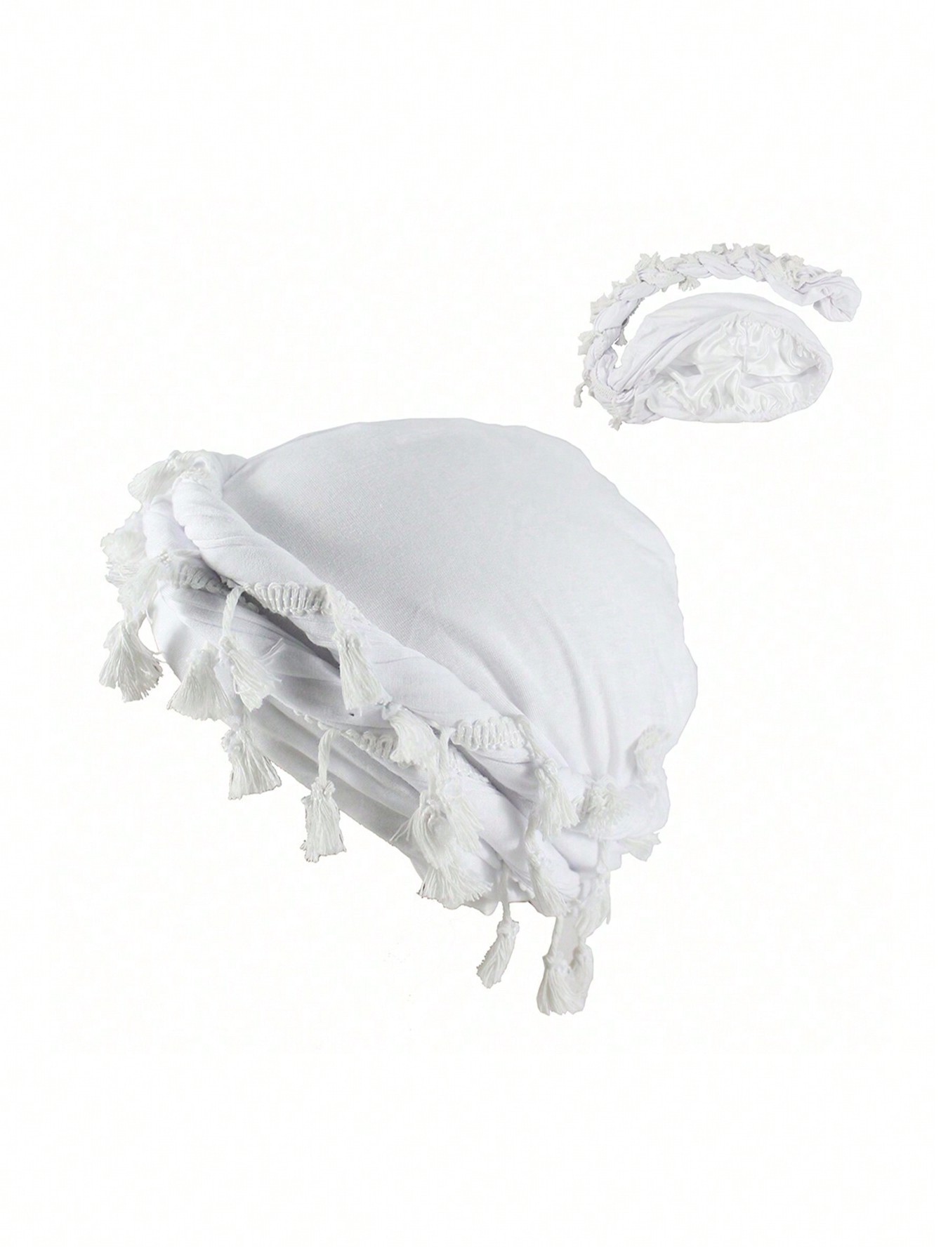 унисекс винтажная повязка на голову с кисточками, белый