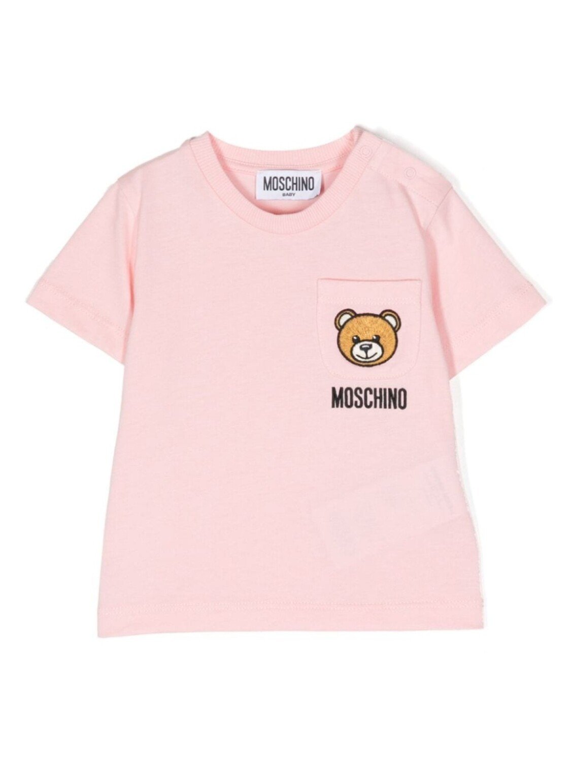 

Хлопковая футболка с вышивкой Teddy Bear Moschino Kids, розовый